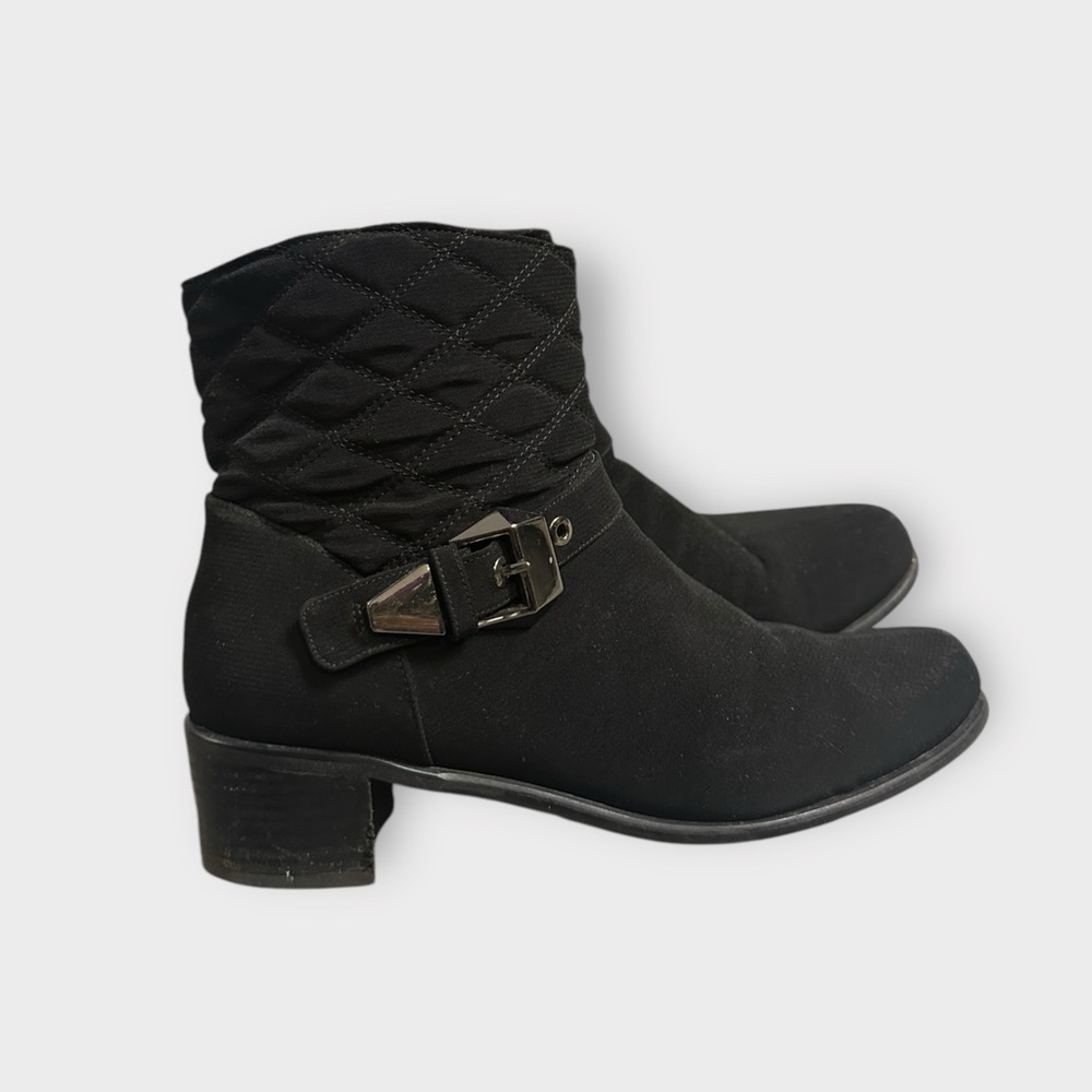 Stuart Weitzman Gorby Black Quilted Ankle Booties